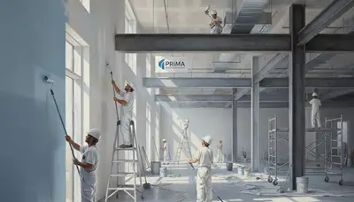 Commercial painting crew coating a Hoboken, NJ business property with durable exterior paint