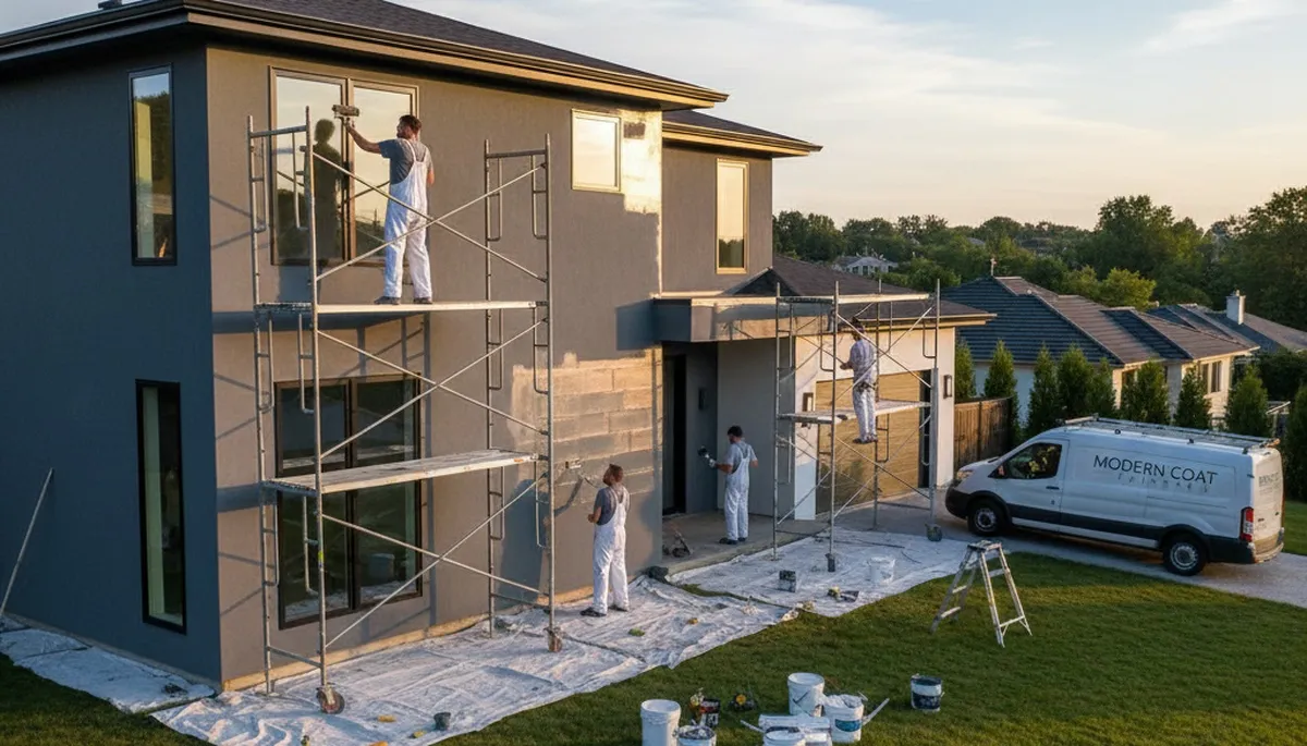 Exterior house painting in Hoboken, NJ by Hoboken Paint Pros on a residential home exterior