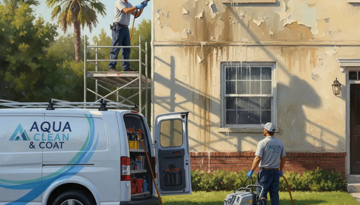 Hoboken Paint Pros pressure cleaning exterior in Hoboken, NJ, removing grime and salt buildup