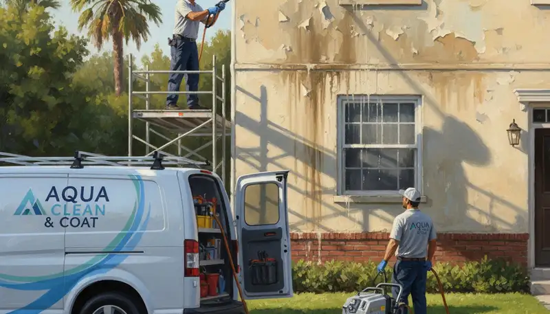 Hoboken Paint Pros pressure cleaning exterior in Hoboken, NJ, removing grime and salt buildup