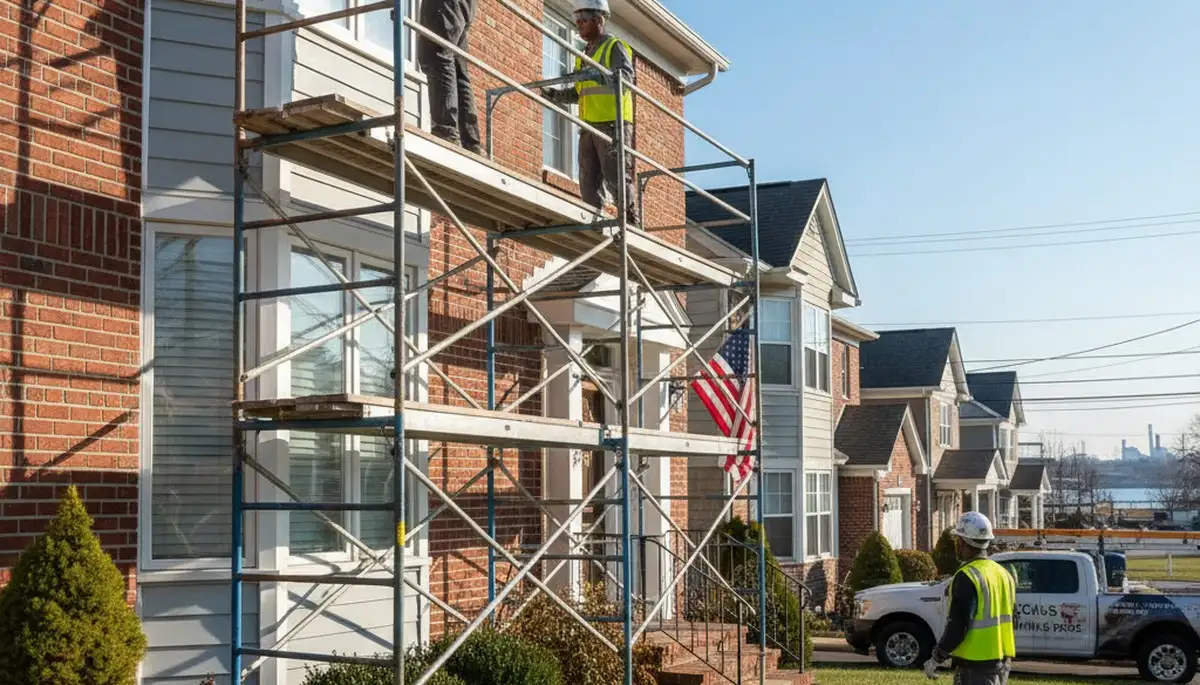 Professional painting contractors in Hoboken, NJ preparing a home interior for repainting
