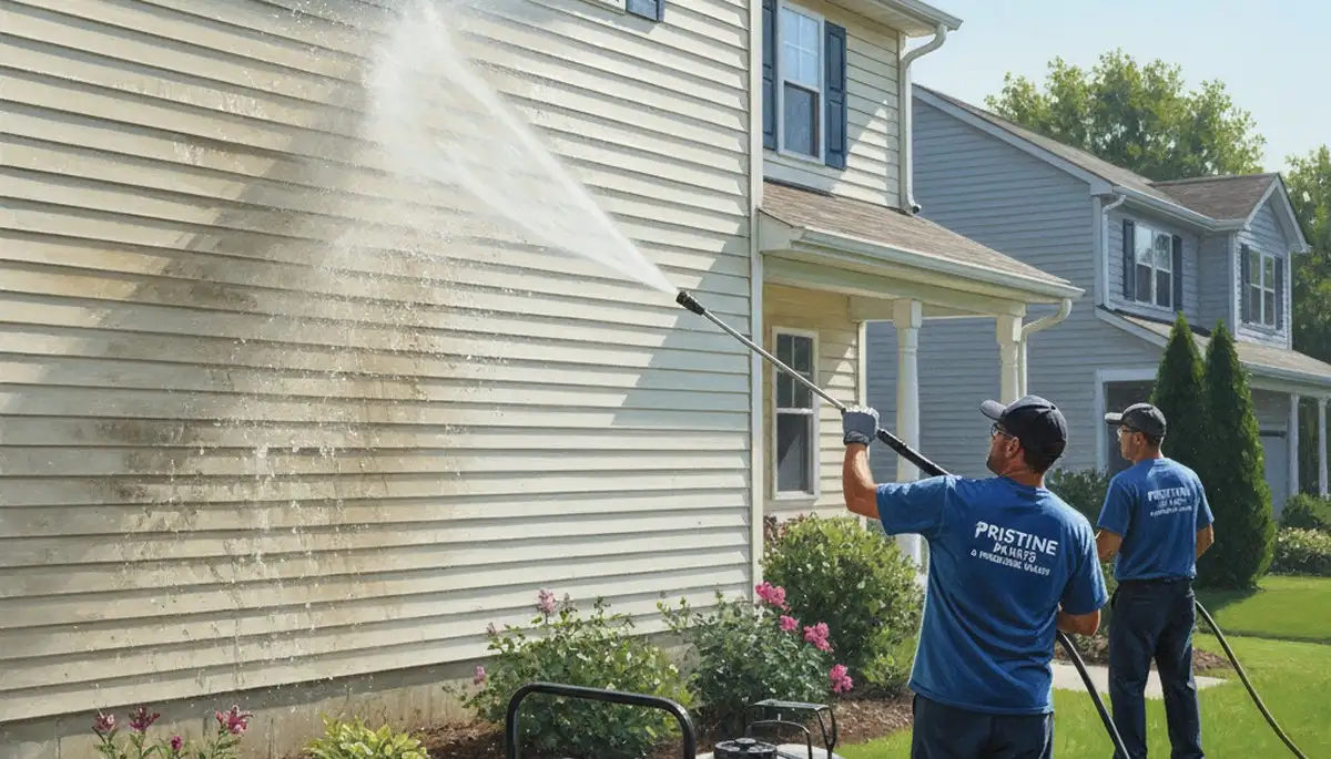 Vinyl siding pressure cleaning in Hoboken, NJ to remove mildew and city grime