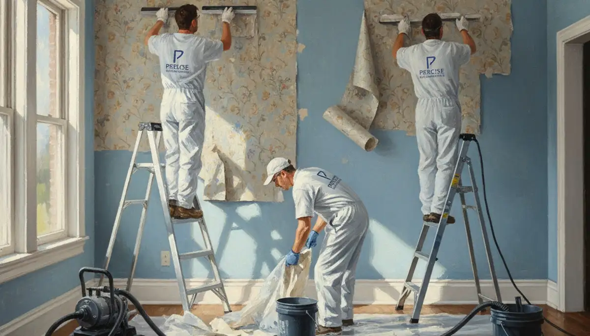 Hoboken Paint Pros removing wallpaper and prepping walls for painting in Hoboken, NJ